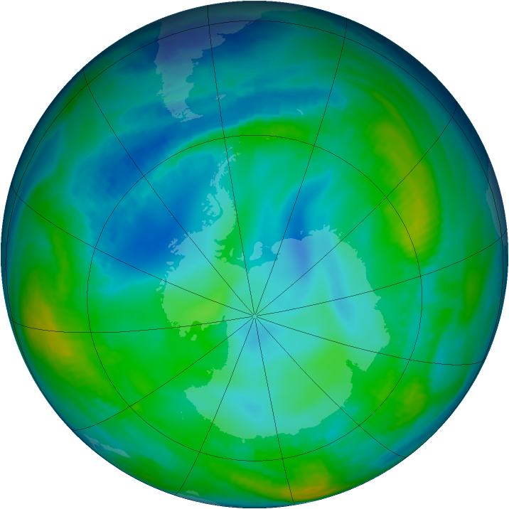 Antarctic ozone map for 21 May 1998
